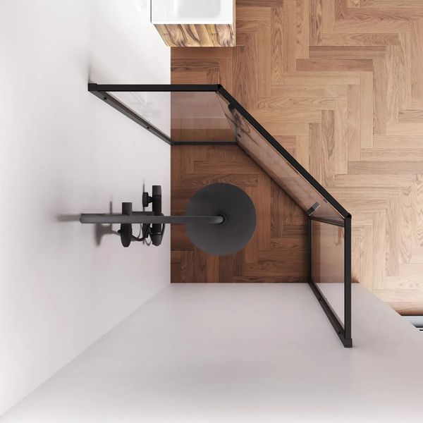 Душова кабіна 90x90 см Am.Pm Gem 5-corner Pivot W90UG-405-9090-BT (без піддону скло прозоре, профіль чорний матовий) W90UG-405-9090-BT фото