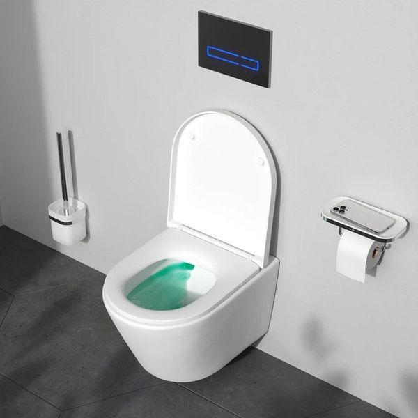 Безободковый подвесной унитаз Am.Pm Flash AquaSpin CNA1901SC (воронкообразный, с сиденьем) CNA1901SC фото