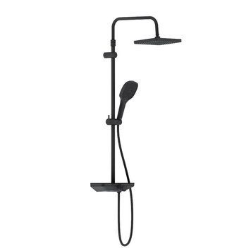 Душевая система Damixa Merkur 940730300 (черный матовый, с полкой и изливом) 940730300 фото