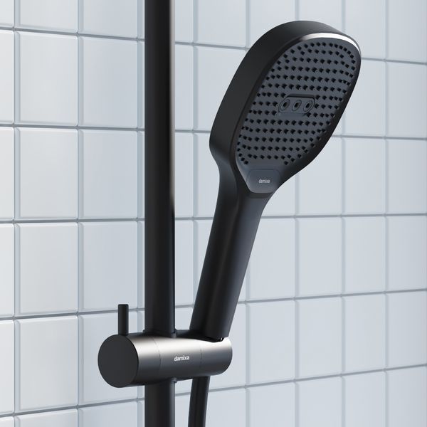 Душевая система Damixa Merkur 940730300 (черный матовый, с полкой и изливом) 940730300 фото