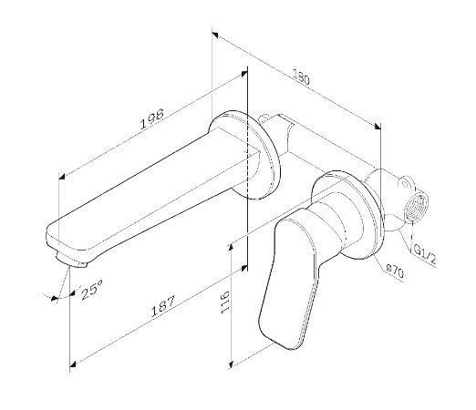 Смеситель для раковины, монтируемый в стену, черный AM.PM F85A72622 X-Joy F85A72622 фото