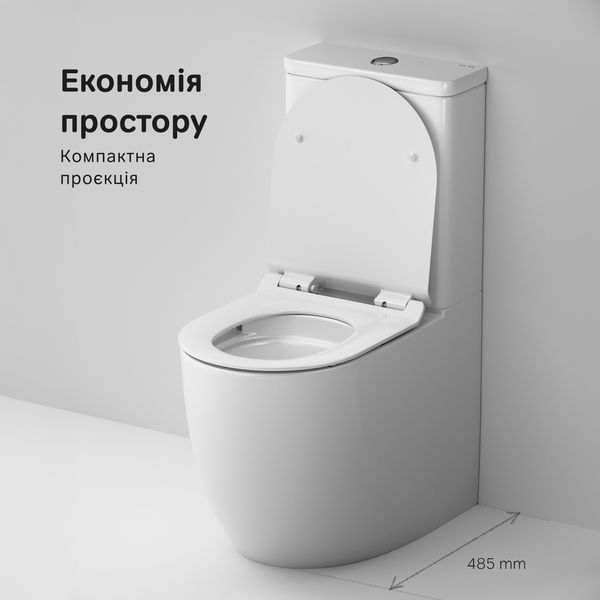 Безобідковий унітаз-компакт Am.Pm Like AquaSpin CLA8600SC (воронкоподібний, з сидінням) CLA8600SC фото