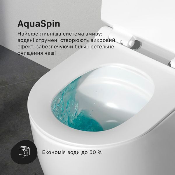 Безобідковий унітаз-компакт Am.Pm Like AquaSpin CLA8600SC (воронкоподібний, з сидінням) CLA8600SC фото