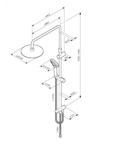 Душова система ShowerSpot без змішувача AM.PM F0790033 Gem F0790033 фото