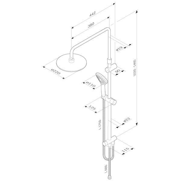 Душова система ShowerSpot без змішувача AM.PM F0790022 Gem F0790022 фото