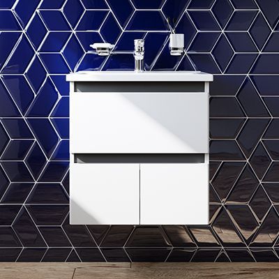 Тумба с раковиной, подвесная, 55 см, 1 ящик, 2 дверцы AM.PM M85-FHX0553-WC0553WG38 X-Joy M85-FHX0553-WC0553WG38 фото