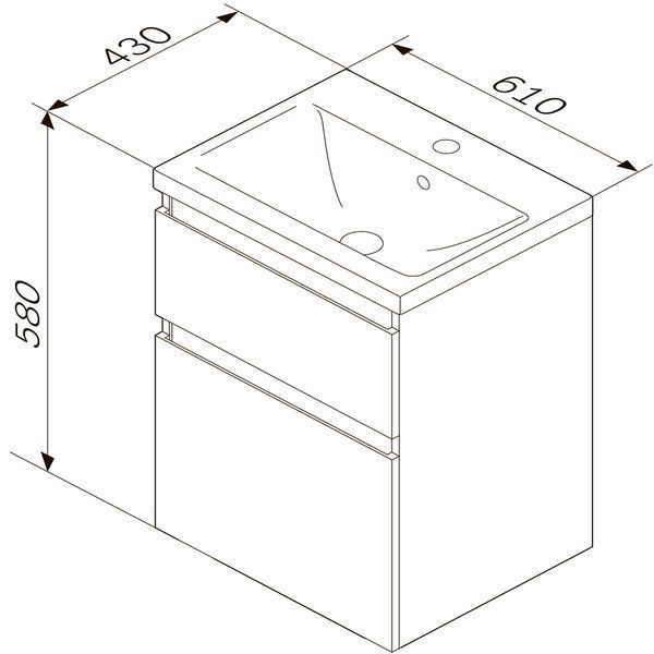 Тумба с раковиной, подвесная, 60 см AM.PM M93A-FHX0602-WC0602GM38 Hit M93A-FHX0602-WC0602GM38 фото