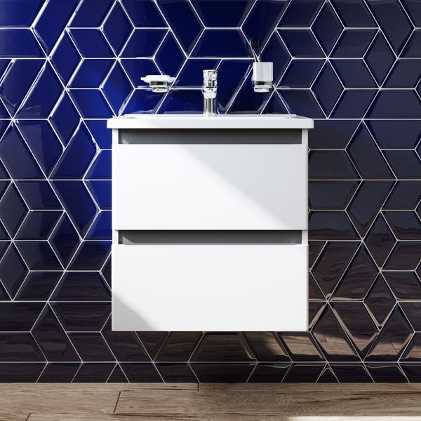 Тумба с раковиной, подвесная, 55 см, 2 ящика AM.PM M85-FHX0552-WC0552WG38 X-Joy M85-FHX0552-WC0552WG38 фото