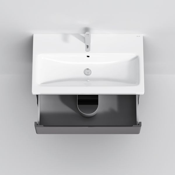 Тумба з раковиною, підвісна, ящики, 75 см, графіт матовий M93A-FHX0752-WC0752GM38 M93A-FHX0752-WC0752GM38 AM.PM Hit M93A-FHX0752-WC0752GM38 фото