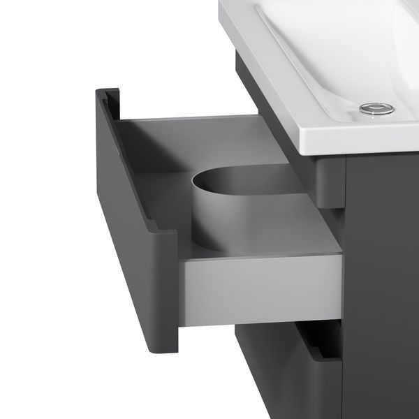 Тумба з раковиною, підвісна, ящики, 75 см, графіт матовий M93A-FHX0752-WC0752GM38 M93A-FHX0752-WC0752GM38 AM.PM Hit M93A-FHX0752-WC0752GM38 фото
