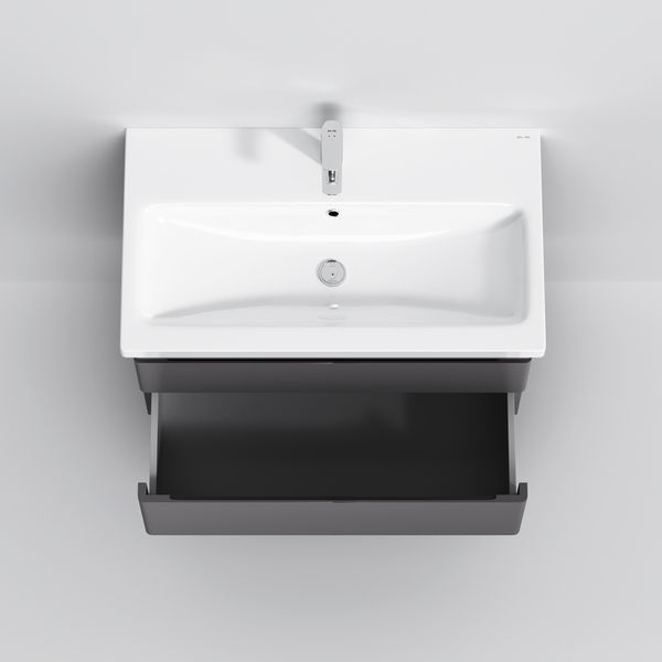Тумба з раковиною, підвісна, ящики, 75 см, графіт матовий M93A-FHX0752-WC0752GM38 M93A-FHX0752-WC0752GM38 AM.PM Hit M93A-FHX0752-WC0752GM38 фото