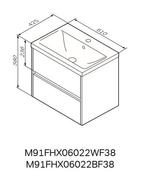 Тумба с раковиной, подвесная, 60 см AM.PM M91-FHX0602-WC0602BF38 GEM S M91-FHX0602-WC0602BF38 фото