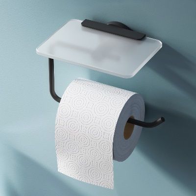 Тримач для туалетного паперу Am.Pm X-Joy A85A341522 (чорний матовий, з полицею) A85A341522 фото