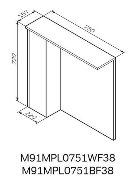Зеркальный шкаф с подсветкой 75см, левый, дерево AM.PM M91MPL0751WF38 GEM S PM M91MPL0751WF38 фото