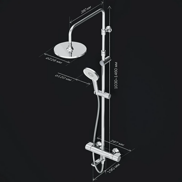 Душевая система с термостатом Am.Pm X-Joy F0785A500 (с изливом) F0785A500 фото
