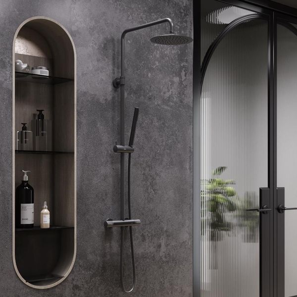 Душова система з термостатом Damixa Scandinavian Pure 936800300 (чорна матова) 936800300 фото