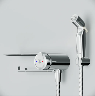 Смеситель TouchReel, монтируемый в стену с гигиеническим душем и полкой AM.PM F0H85A800 X-Joy F0H85A800 фото
