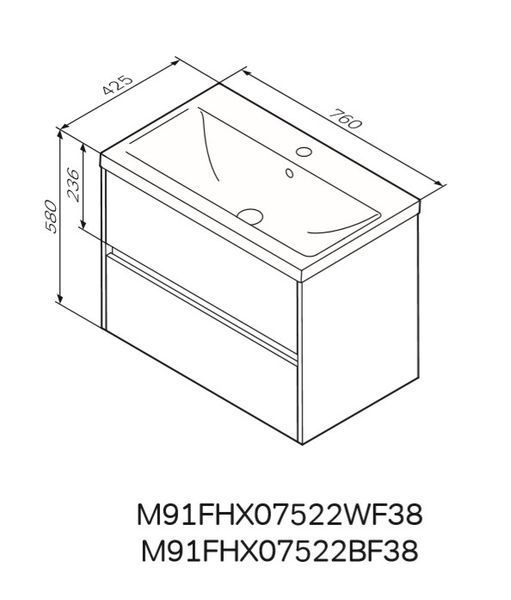 Тумба 75 подвес, 2 ящика AM.PM M91-FHX0752-WC0752BF38 GEM S M91-FHX0752-WC0752BF38 фото