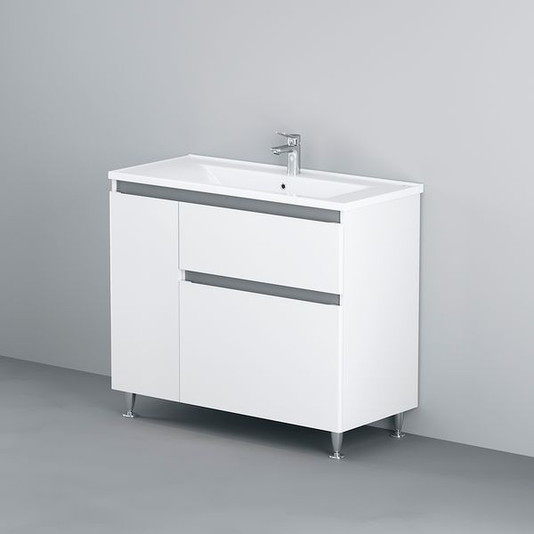 Тумба с раковиной, напольная, 100 см, левая, 2 ящика AM.PM M85-FSL10026-WC10026WG38 X-Joy M85-FSL10026-WC10026WG38 фото